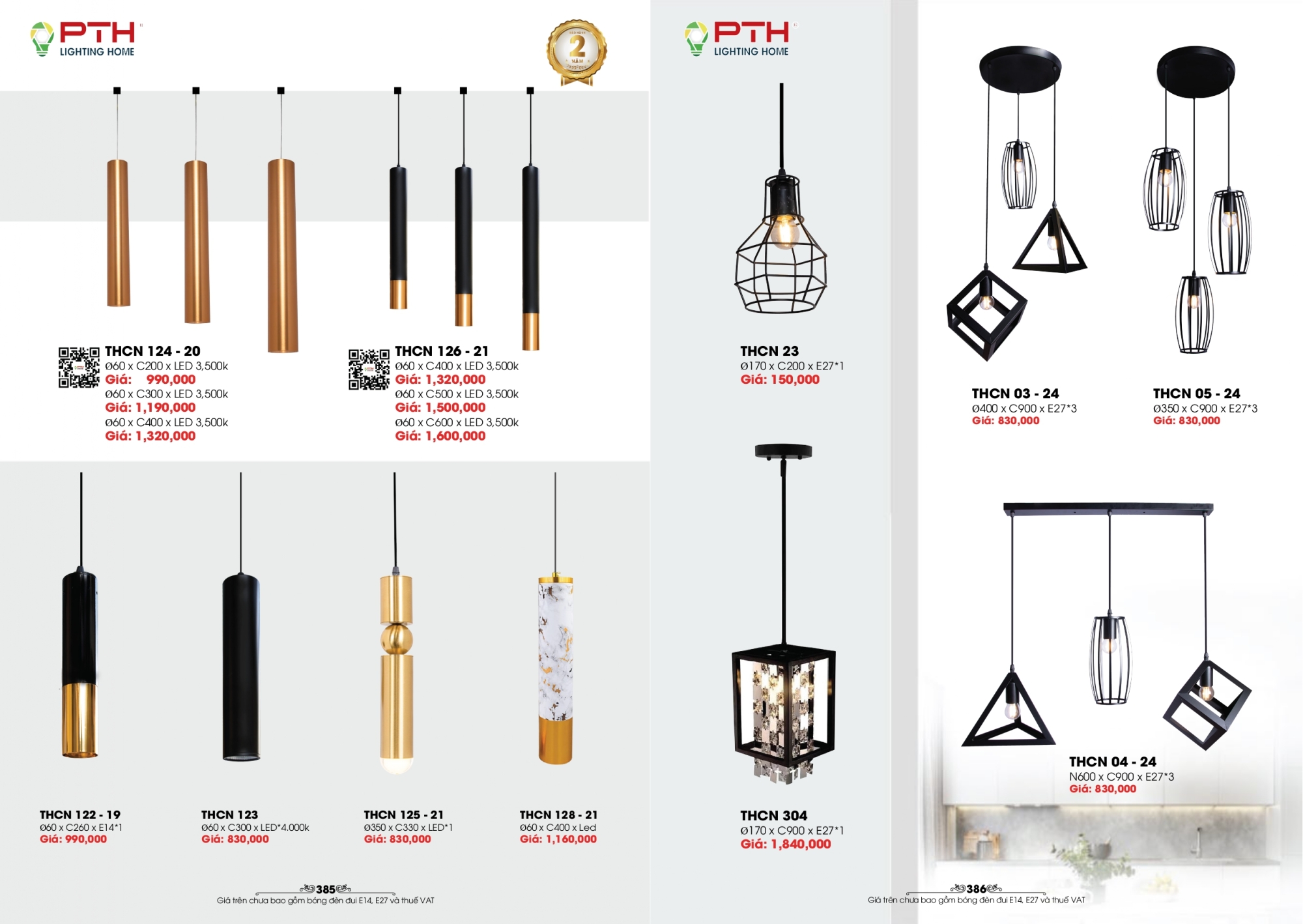 Bảng giá đèn trang trí PTH Lighting Home 2026